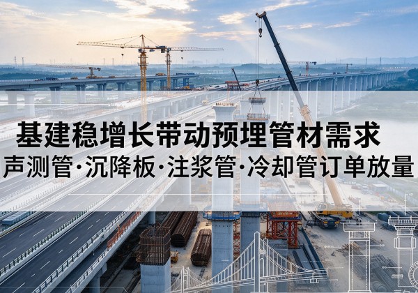 锡山基建稳增长带动预埋监测管材需求，声测管、沉降板、注浆管订单持续放量